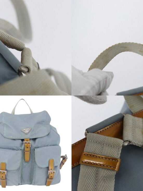 PRADA Backpack Nylon Light Blue Silver Auth 172516 main image 12